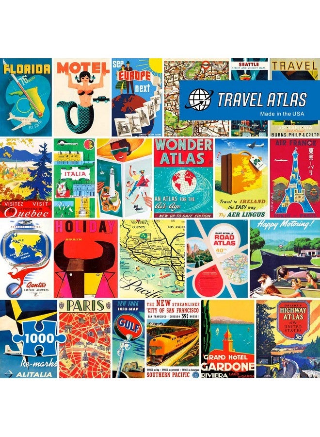 Re-marks Travel Atlas Retro 1000-Piece Jigsaw Puzzle for All Ages - Image 1