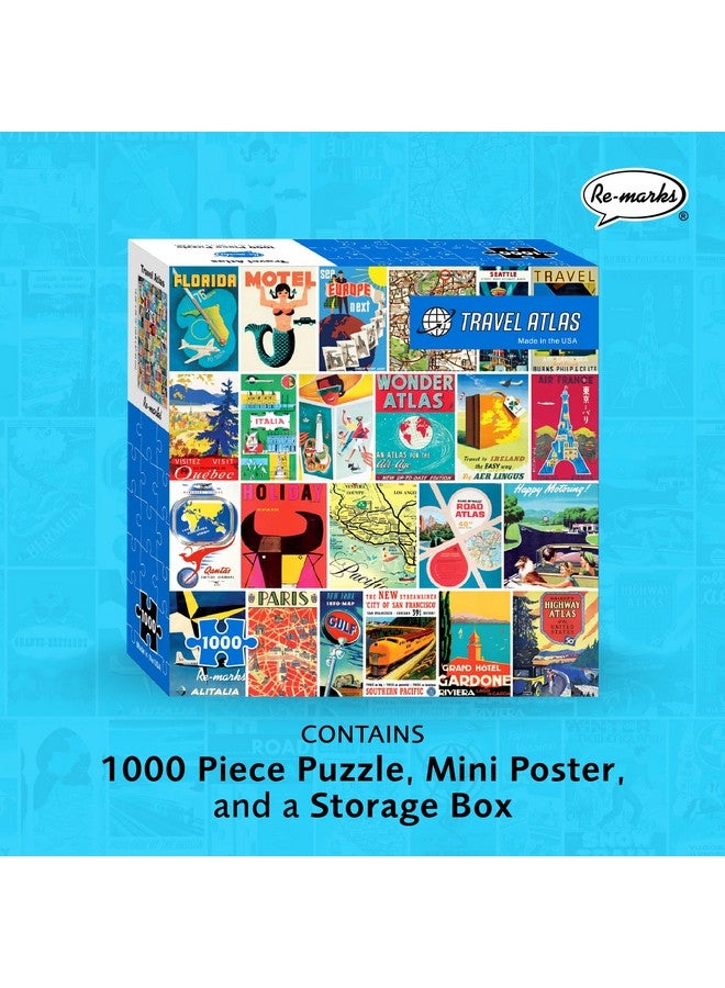 Re-marks Travel Atlas Retro 1000-Piece Jigsaw Puzzle for All Ages - Image 2