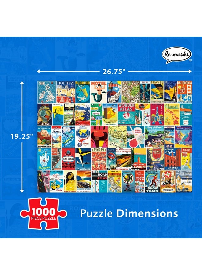 Re-marks Travel Atlas Retro 1000-Piece Jigsaw Puzzle for All Ages - Image 3