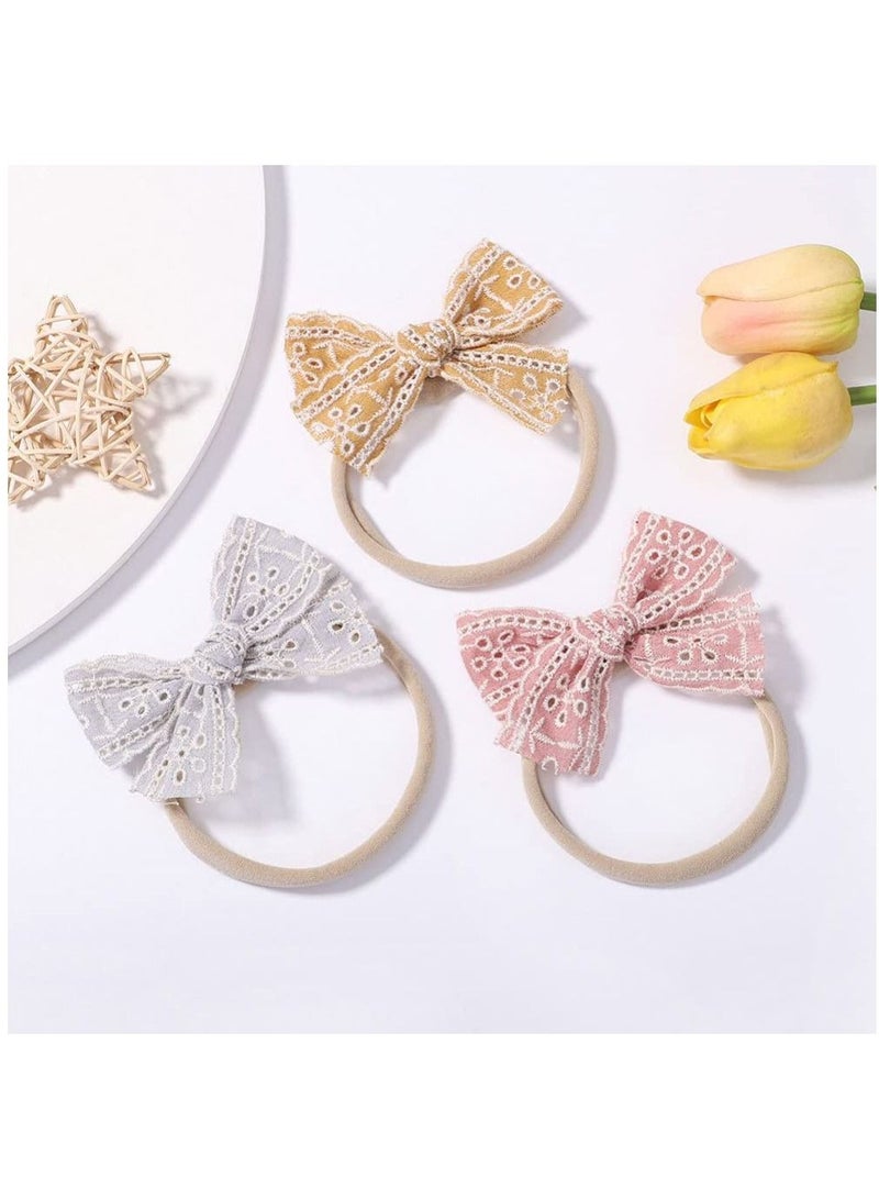 MARGOUN 6Pcs Baby Bow Headband Elastic Soft Stretchable Lace Hair Bow for Baby Girls Toddlers Kids Hair Accessories - Image 5