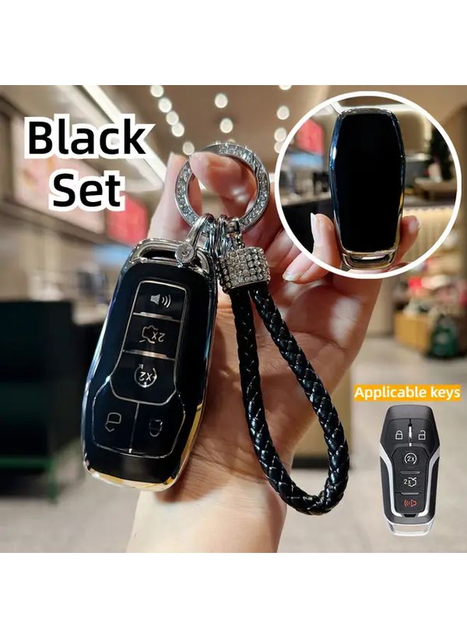 غطاء مفتاح سيارة Black Single Shell ب 5 أزرار مناسب لطرازات Ford Fusion و Mustang و F150 و Edge و Explorer، إكسسوارات بدون مفتاح - Image 4