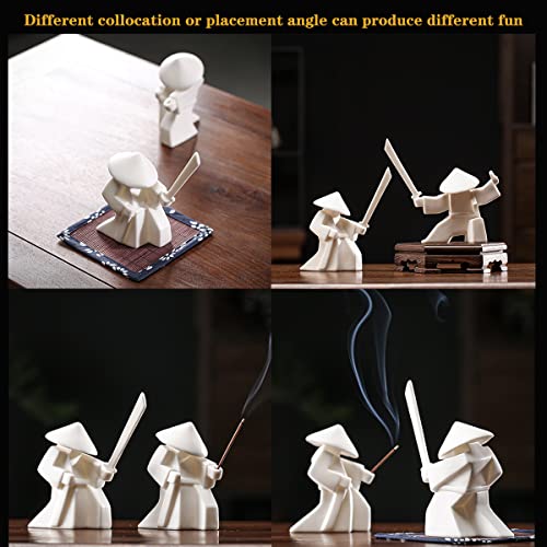 LYART Tea Pet Warrior Statue Figurine Tea Ornament Accessories Cute Kung Fu Tea Decoration Gift for Tearoom Home Office Children's Day Gift for Tea Lover (White1 and White2) - Image 5