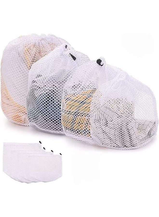 BUKELA 4PCS Mesh Laundry Bags Laundry Net Bag Drawstring Reusable Durable Washing Net Bag for Clothes Underwear Delicates Socks Baby Clothes Bra Shoes Knitted Garments - Image 1