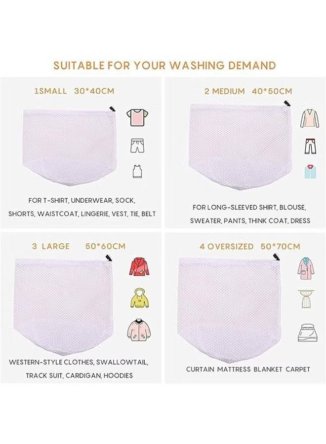 BUKELA 4PCS Mesh Laundry Bags Laundry Net Bag Drawstring Reusable Durable Washing Net Bag for Clothes Underwear Delicates Socks Baby Clothes Bra Shoes Knitted Garments - Image 3