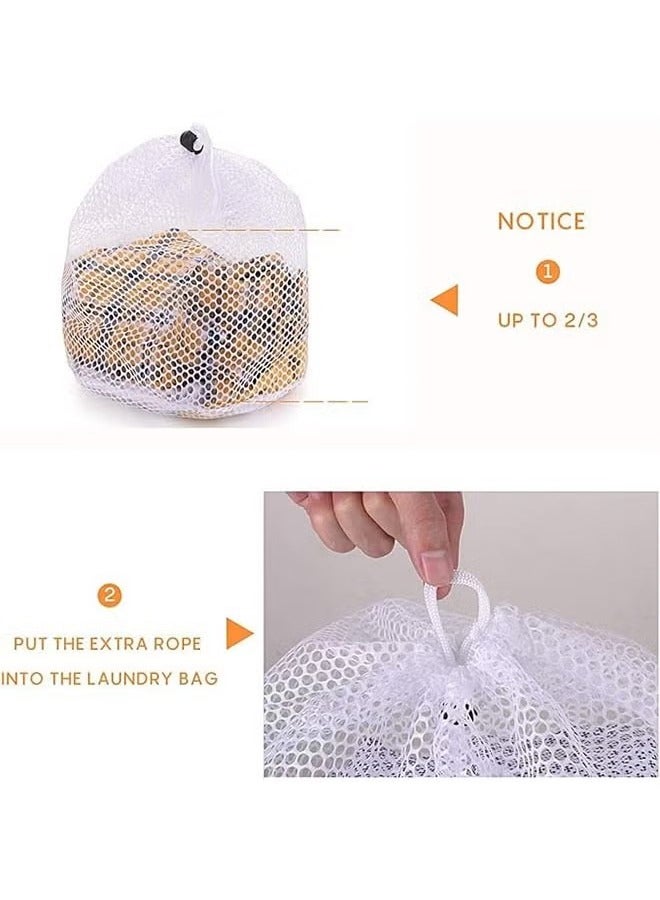 BUKELA 4PCS Mesh Laundry Bags Laundry Net Bag Drawstring Reusable Durable Washing Net Bag for Clothes Underwear Delicates Socks Baby Clothes Bra Shoes Knitted Garments - Image 5