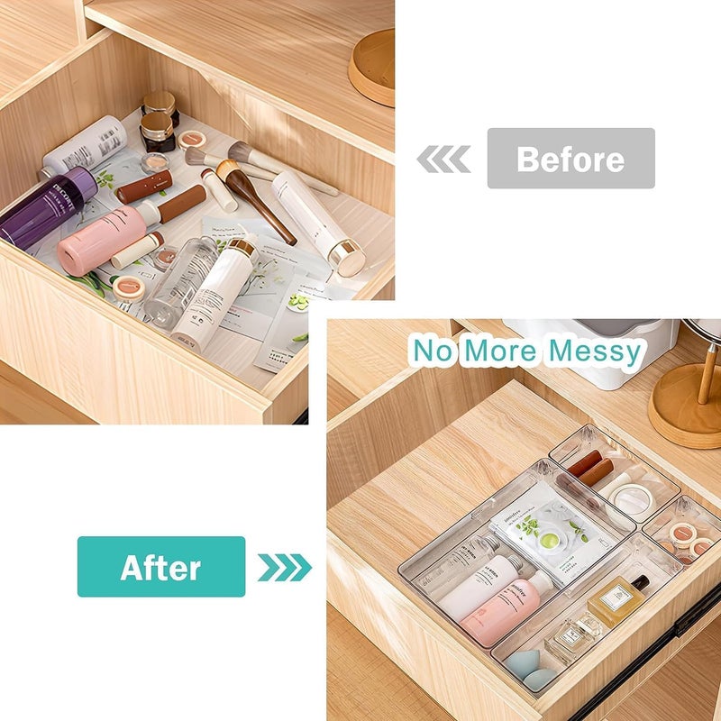 DR Mall Drawer Organizer Divider Tray, Stationery organizers for drawers, Cupboard organizer for Vanity Trays Organizer, Makeup Cutlery, Bathroom Cosmetic organizer, Drawer organizer (4 PCS) - Image 5