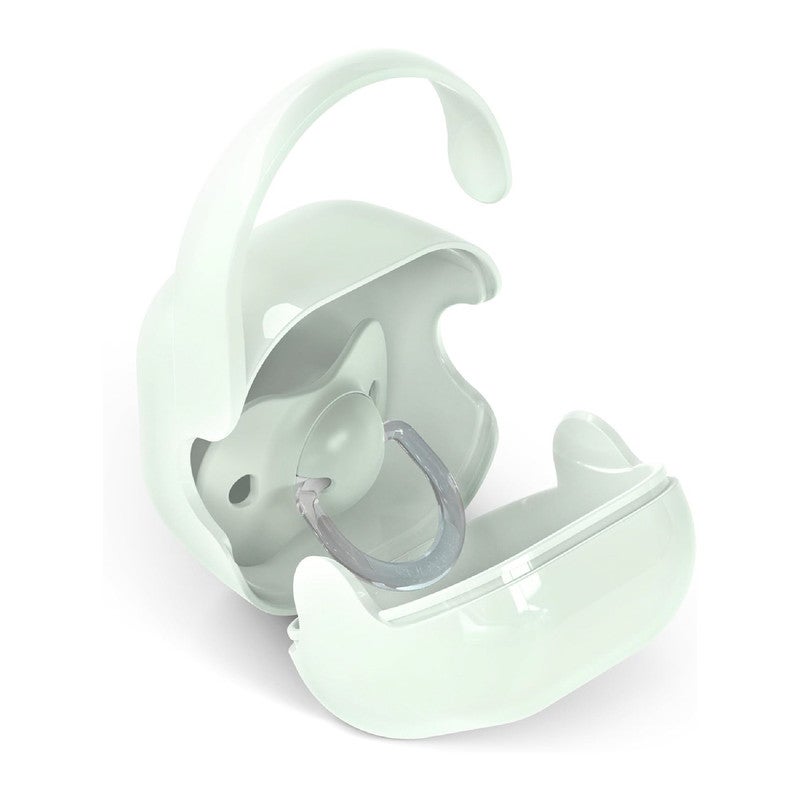 Suavinex, Baby Pacifier Holder, for Carrying 2 Pacifiers, Box – Durable and Easy to Clean Case, with Flexible Handle for Hanging from Bag, Trolley or Cot, Secure Closure, +0 Months, Birdies Green - Image 3