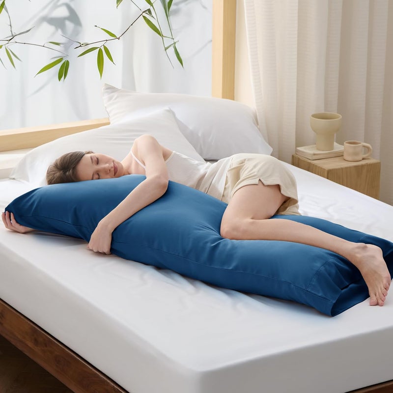 Bedsure Body Pillow Cover - Teal Long Cooling Pillow Cases, PureWoven 100% Rayon Derived from Bamboo, Cool Body Pillowcase with Envelope Closure for Women, Men, 1 Pack, 20x54 Inches - Image 4