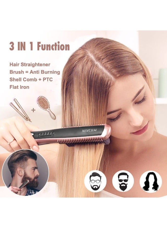K.SKIN Hair Straightener Brush Beard Straightening Comb with 6 Heat Levels 30s Fast Heating KD388A - Image 2