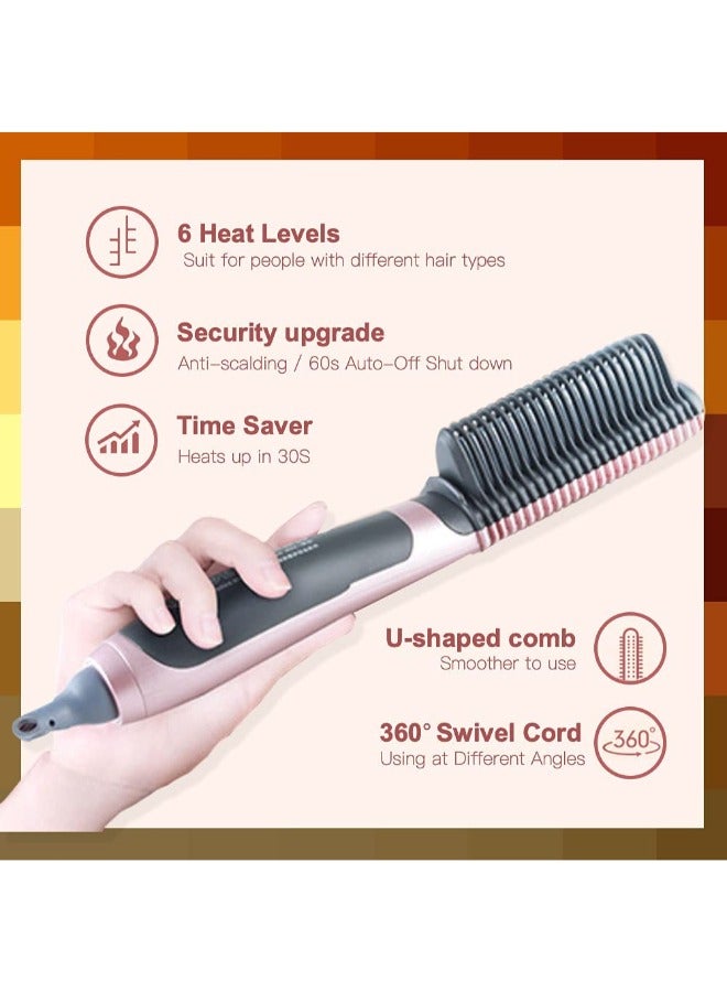 K.SKIN Hair Straightener Brush Beard Straightening Comb with 6 Heat Levels 30s Fast Heating KD388A - Image 3