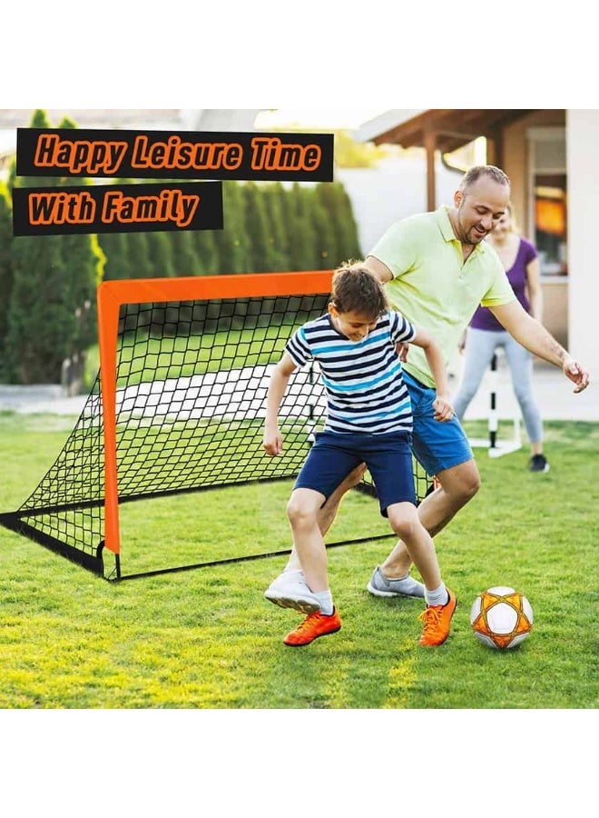 Aideli 2 Pack Soccer Goal Nets 120×90 cm, Foldable Football Goal for Kids and Adults, Easy Setup Practice Net for Backyard Games, Portable Training Goal with Carry Bag – Orange - Image 5