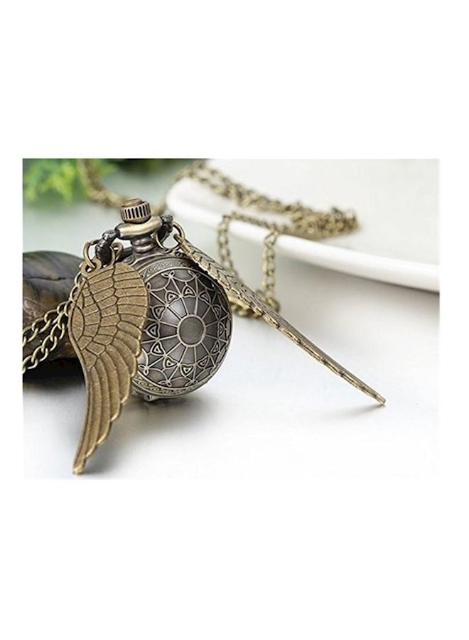 xozgdovg Wing Quartz Pocket Watch Charming Vintage Ball Pendant Necklace - Image 2