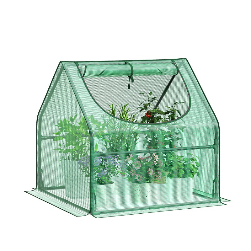 Greatbuddy Portable 3Ã—3Ã—3FT Mini Greenhouse, High-Density PE Plant Cover with Roll-up Zipper Window, Perfect for Indoor Outdoor Plant Growing - Image 1