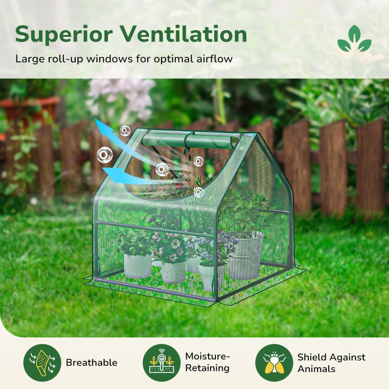Greatbuddy Portable 3Ã—3Ã—3FT Mini Greenhouse, High-Density PE Plant Cover with Roll-up Zipper Window, Perfect for Indoor Outdoor Plant Growing - Image 4