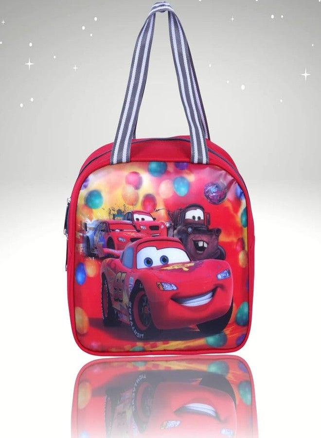 HOXY Cars-Themed Tiffin Bag for Kids - for School & Picnic - Nursery to 3rd Class - Sturdy Lunch Bag for Boys & Girls | RED - Image 2