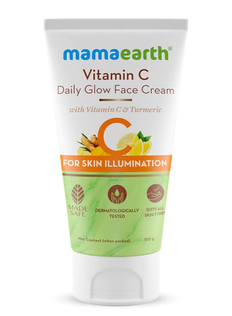 Mama Earth Vitamin C Daily Glow Face Cream With Vitamin C & Turmeric for Skin Illumination - 150 g - Image 1