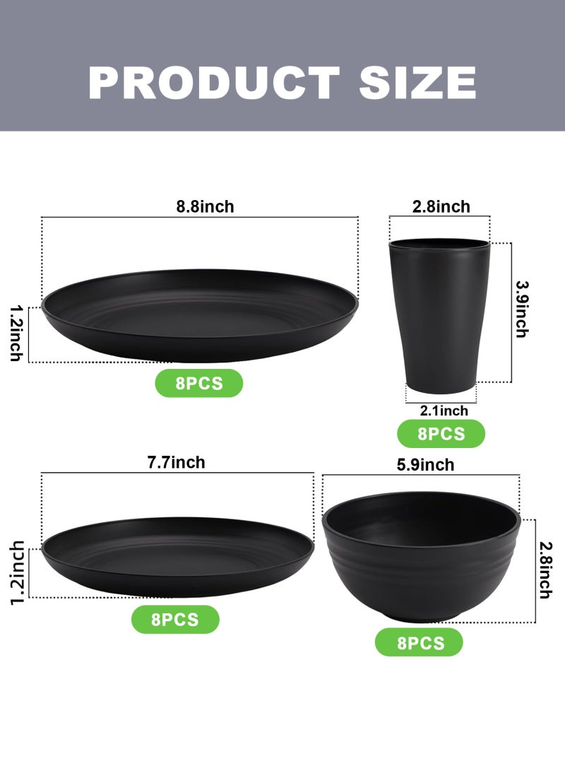 هومار كيت 32 قطعة من أطباق العشاء، أطباق الأكواب، أطباق العشاء، خدمة ل 8، أطباق العشاء، أطباق الحلوى، أطباق الحبوب، الأكواب، أطباق المخيمات البلاستيكية في الهواء الطلق غير القابلة للكسر، الساحلية - Image 2