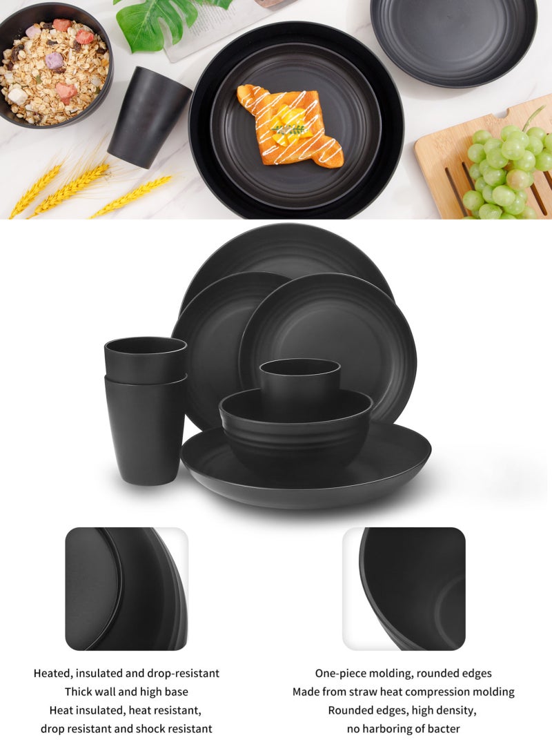 هومار كيت 32 قطعة من أطباق العشاء، أطباق الأكواب، أطباق العشاء، خدمة ل 8، أطباق العشاء، أطباق الحلوى، أطباق الحبوب، الأكواب، أطباق المخيمات البلاستيكية في الهواء الطلق غير القابلة للكسر، الساحلية - Image 4