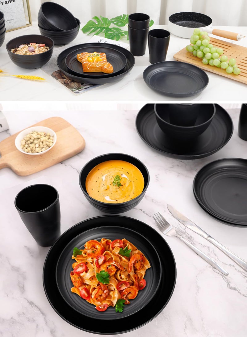 هومار كيت 32 قطعة من أطباق العشاء، أطباق الأكواب، أطباق العشاء، خدمة ل 8، أطباق العشاء، أطباق الحلوى، أطباق الحبوب، الأكواب، أطباق المخيمات البلاستيكية في الهواء الطلق غير القابلة للكسر، الساحلية - Image 3