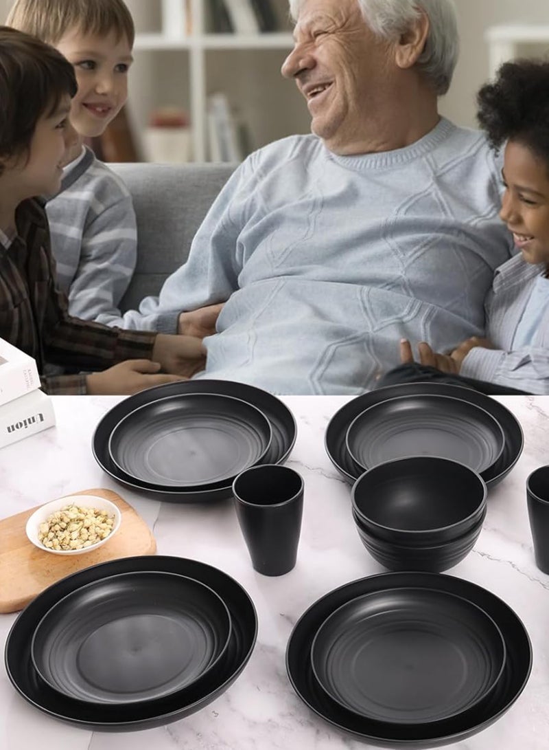 هومار كيت 32 قطعة من أطباق العشاء، أطباق الأكواب، أطباق العشاء، خدمة ل 8، أطباق العشاء، أطباق الحلوى، أطباق الحبوب، الأكواب، أطباق المخيمات البلاستيكية في الهواء الطلق غير القابلة للكسر، الساحلية - Image 5