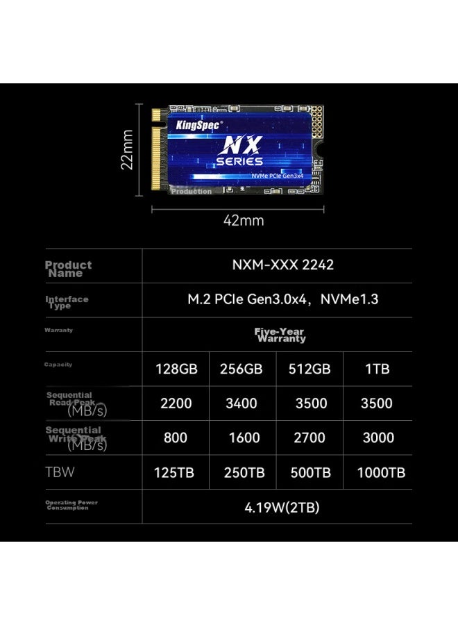 Kingspec 1tb Ssd, M.2 Interface, Nvme 1.3, 2242 Size, Pcie 3.0, Read Speed 3500mb/s, Ai Pc Storage Accessory - Image 5