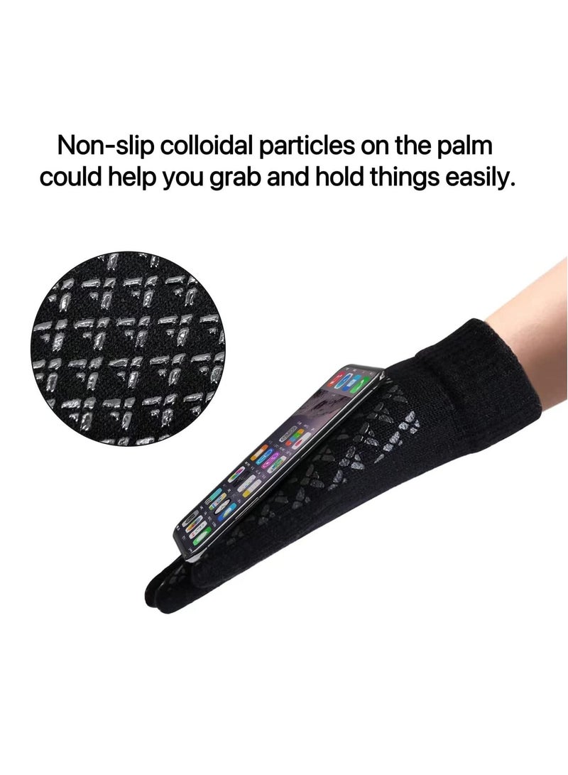 Excefore 2 Pairs of Winter Knit Gloves, Warm Full Fingers Men Women with Upgraded Touch Screen - Anti-Slip Glove Fleece Lined for Winter Outdoor sports for Winter Outdoor sports, 21x11CM  - Image 4