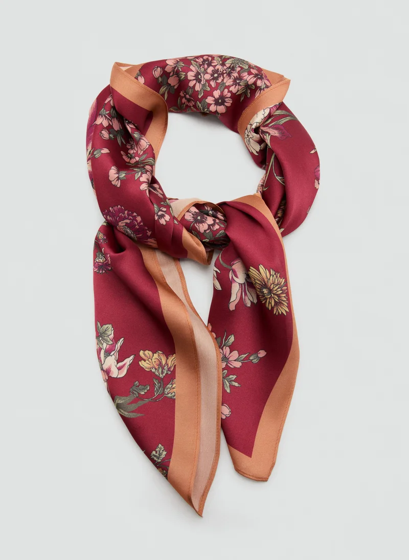 Mango 76-GRANATE Floral Print Scarf for Women | Best Price UAE