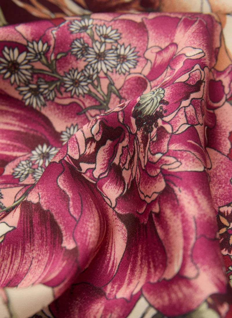 Mango 76-GRANATE Floral Print Scarf for Women | Best Price UAE