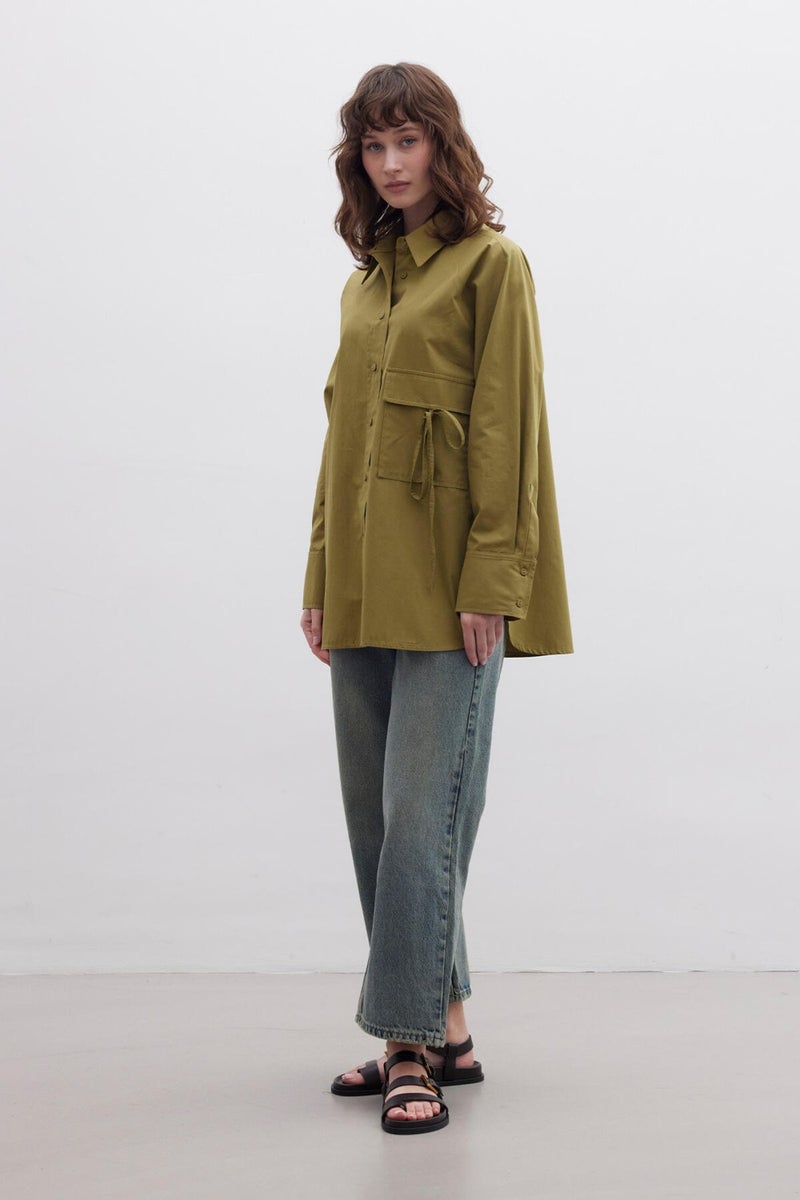 Manuka Pocket Tie Detail Shirt Green  - Image 3