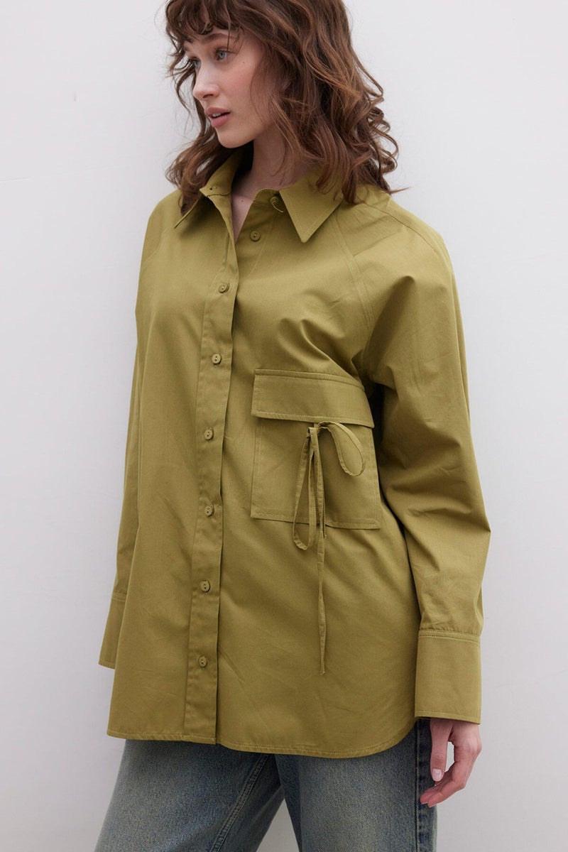 Manuka Pocket Tie Detail Shirt Green  - Image 4