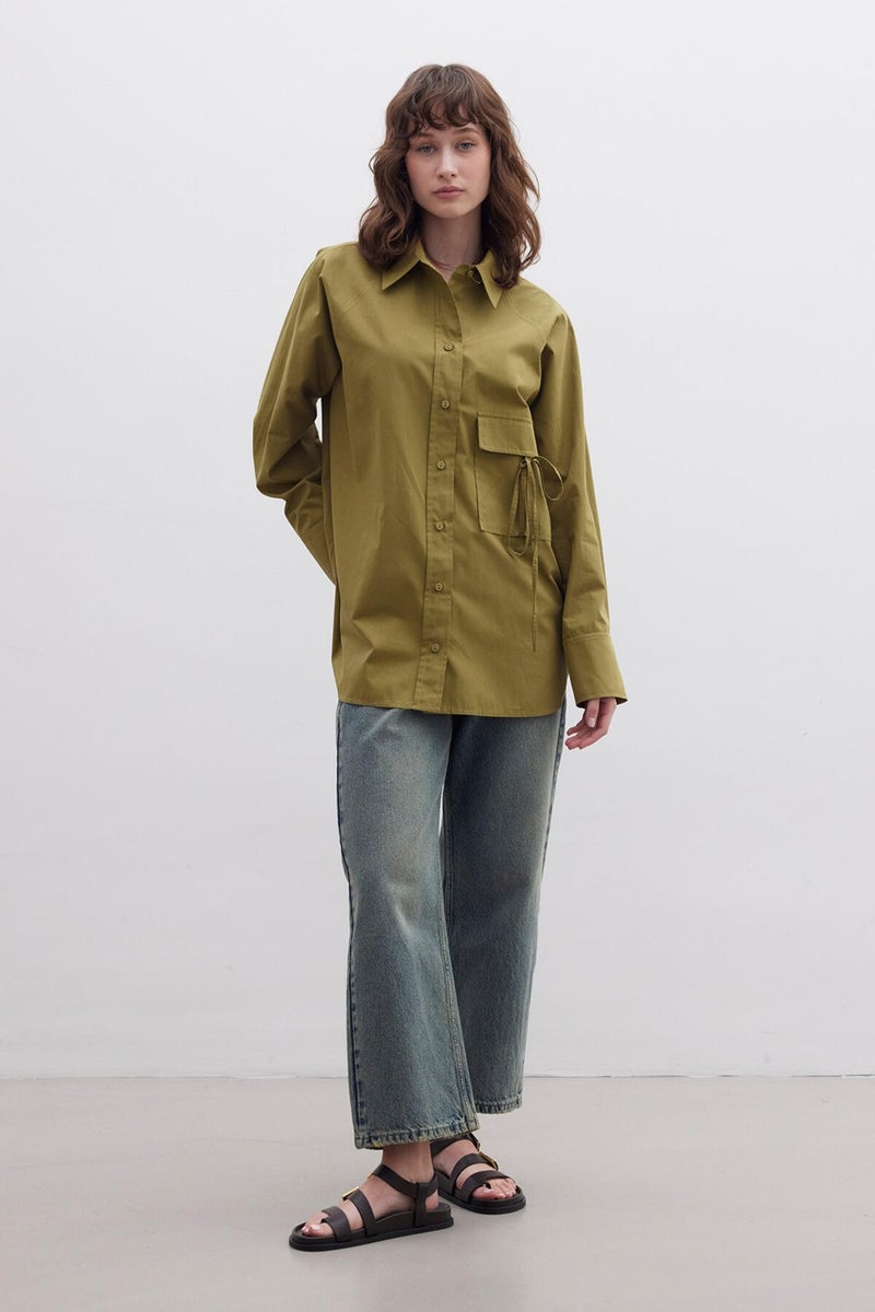Manuka Pocket Tie Detail Shirt Green  - Image 5