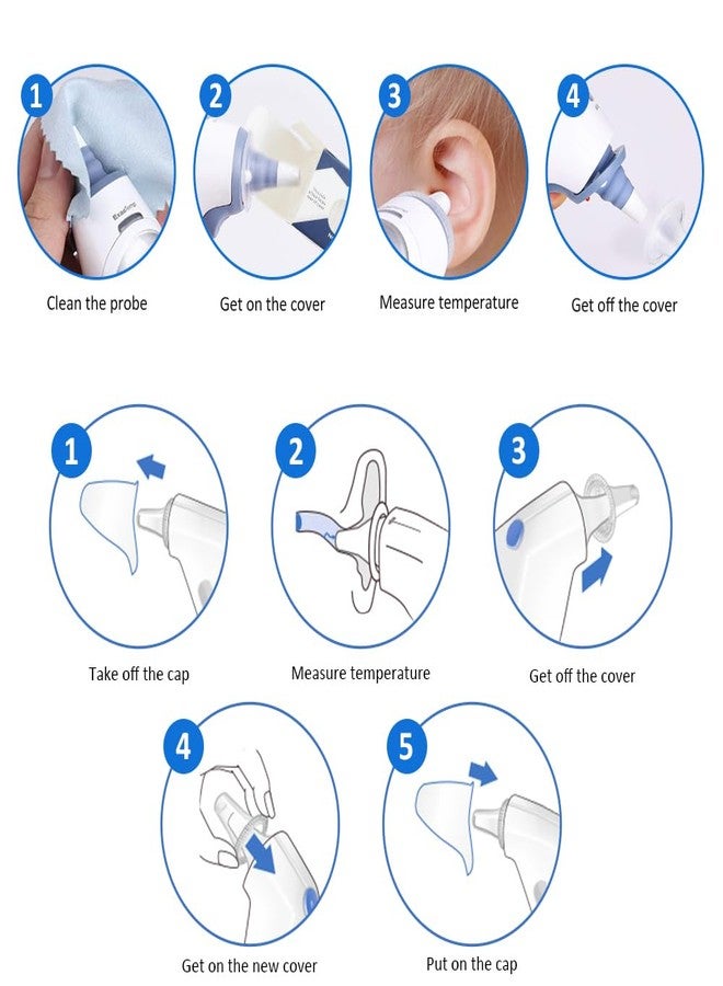 ELERA 100 Count Ear Thermometer Probe Covers, Disposable Lens Filters Compatible with All Braun Ear Thermometer Models, Refill Caps - Image 5