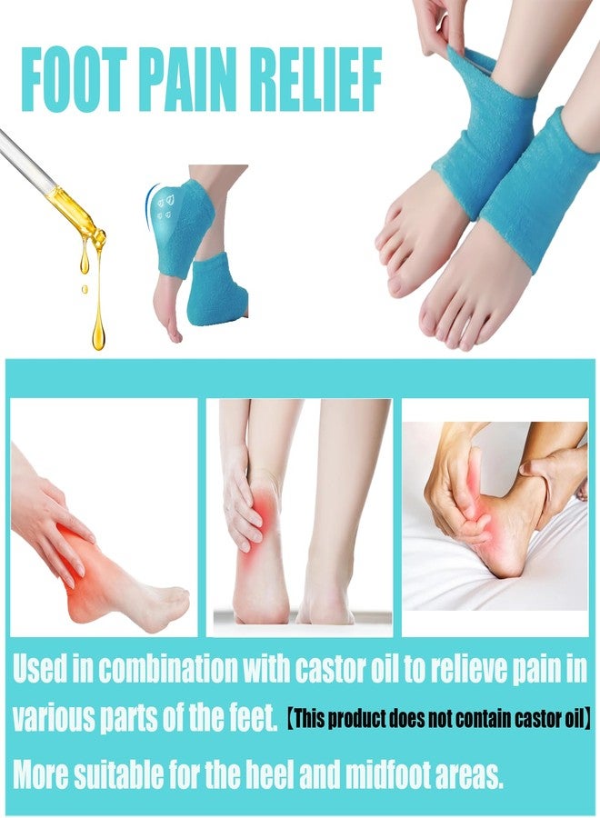 VDFZHL Castor Oil Pack Wrap for Foot, Castor Oil Moisturizing Heel Socks, for Plantar Fasciitis, Cracked Heels - Suitable for Overnight Moisturizing of Feet (Without Essential Oils) (Blue - 2 Pairs) - Image 2