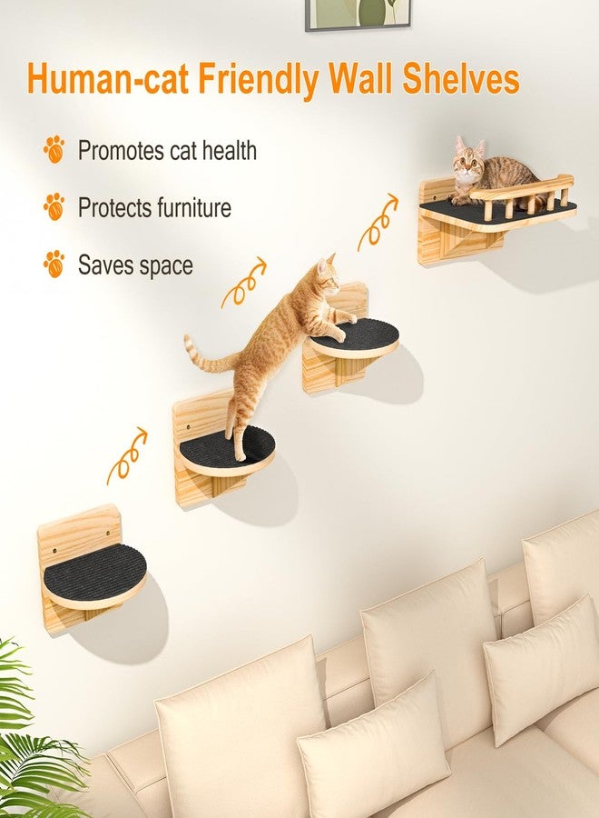 XiaZ Cat Wall Shelves, Cat Wide Climber Shelf with 3 Perch Steps, Kitty Wall Mounted Wooden Furniture up to 25lbs, Durable Floating Cats Stairs for Indoor Sleeping, Playing, Climbing and Lounging - Image 4