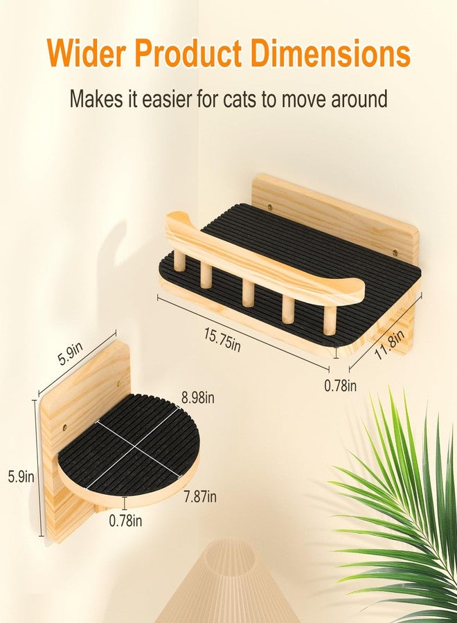 XiaZ Cat Wall Shelves, Cat Wide Climber Shelf with 3 Perch Steps, Kitty Wall Mounted Wooden Furniture up to 25lbs, Durable Floating Cats Stairs for Indoor Sleeping, Playing, Climbing and Lounging - Image 3