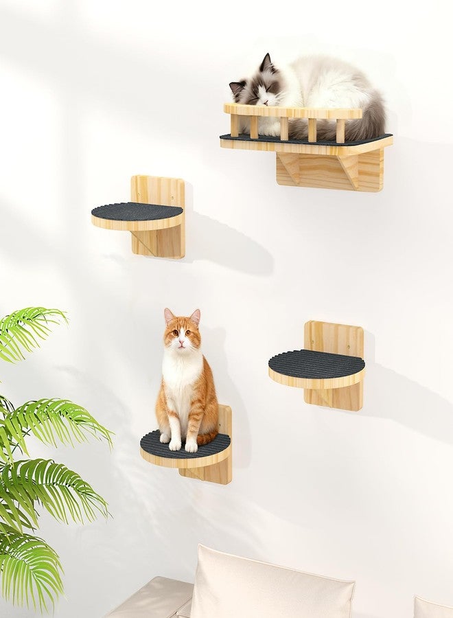 XiaZ Cat Wall Shelves, Cat Wide Climber Shelf with 3 Perch Steps, Kitty Wall Mounted Wooden Furniture up to 25lbs, Durable Floating Cats Stairs for Indoor Sleeping, Playing, Climbing and Lounging - Image 1