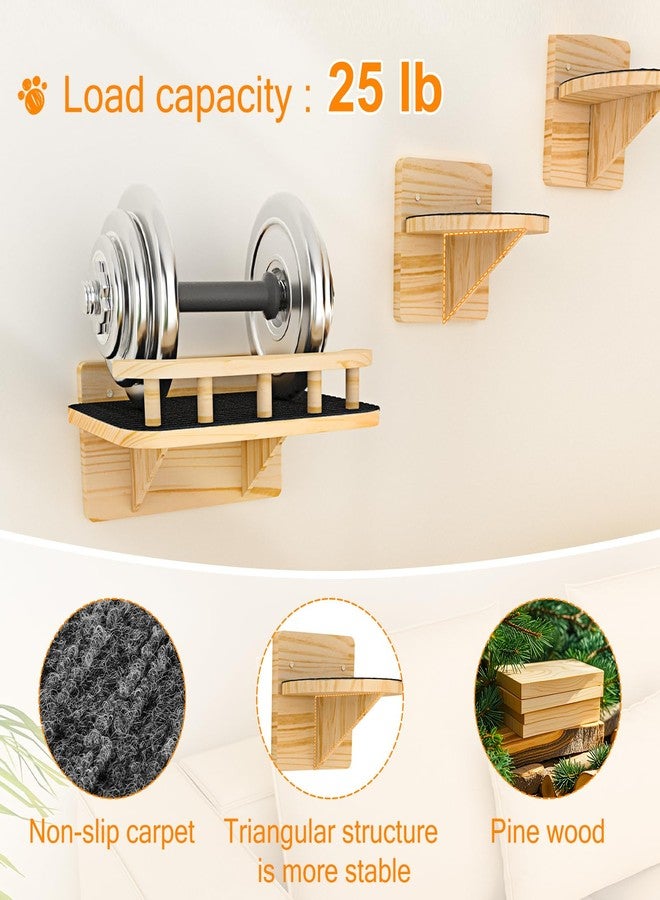 XiaZ Cat Wall Shelves, Cat Wide Climber Shelf with 3 Perch Steps, Kitty Wall Mounted Wooden Furniture up to 25lbs, Durable Floating Cats Stairs for Indoor Sleeping, Playing, Climbing and Lounging - Image 5
