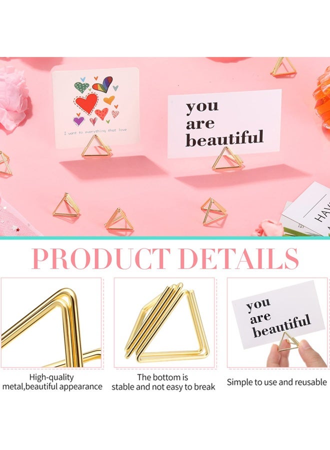 40 قطعة من مشابك بطاقات الأسماء المعدنية على شكل مثلث أنيقة للزفاف صغيرة الحجم حاملات أرقام حاملات بطاقات الصور زينة المناسبات تصميم جميل لحفلات الزفاف والحفلات والاستخدام المنزلي - Image 3