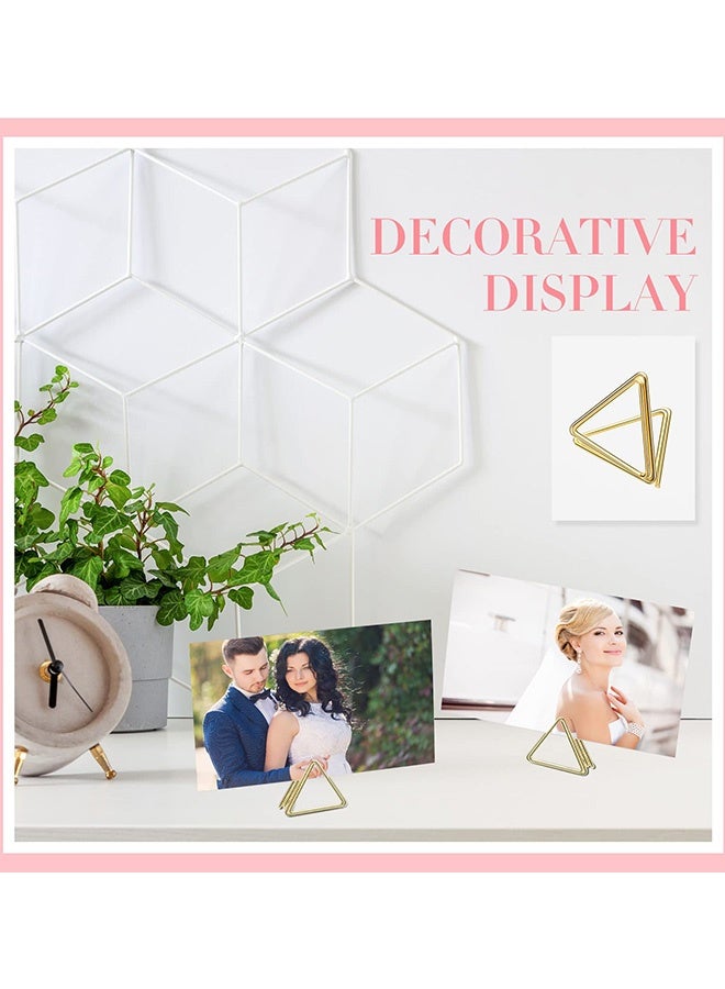 40 قطعة من مشابك بطاقات الأسماء المعدنية على شكل مثلث أنيقة للزفاف صغيرة الحجم حاملات أرقام حاملات بطاقات الصور زينة المناسبات تصميم جميل لحفلات الزفاف والحفلات والاستخدام المنزلي - Image 4