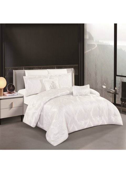 Jacquard Comforter Set With Durable And Soft Fabric Heavy Filling And A Design That Satisfies All Tastes 8 Pieces King Size