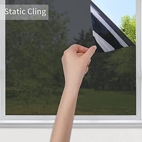 ERATO Anti Uv Reflective Window Film Static Cling Window Glass Film Sun Control Film (50Cm X 100Inch, Black Window Film), self adhesive - Image 3