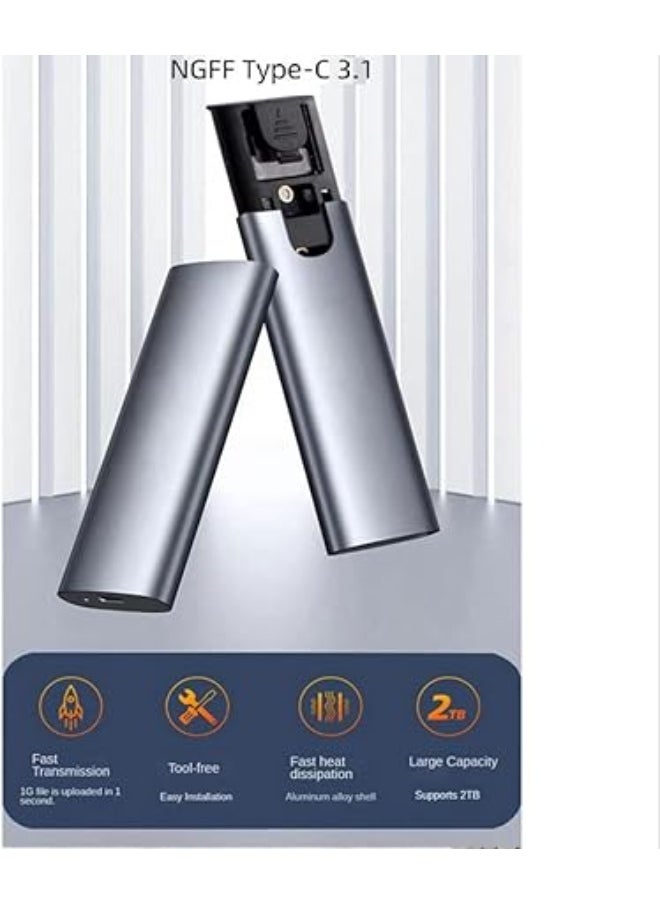 ماركة غير محددة - حافظة SSD M.2 بمنفذ USB 3.2 الجيل الثاني، محول 10 جيجابايت في الثانية، حافظة خارجية NVMe PCIe مع كابل 2 في 1 USB A+C إلى C لشاشات 2230/2242/2260/2280 M.2 NVMe/SATA من M-Key/M+B - Image 1