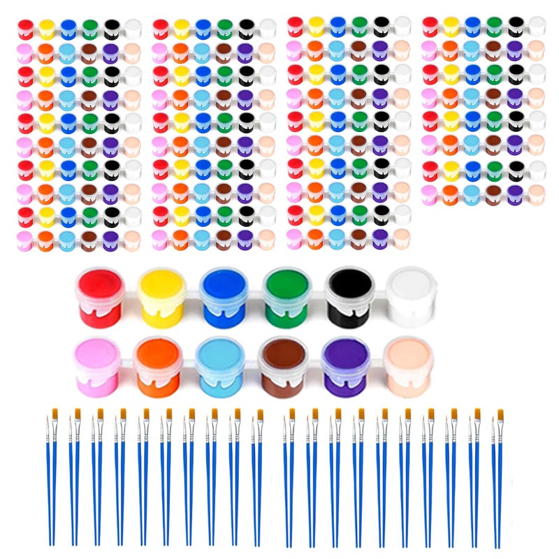 OLINGYOU 20 Pack Mini Acrylic Paint Set, 12 Colors Washable Paint Strips for Kids & Adults - Includes 40 Brushes (20 Flat + 20 Pointed), 280 PCS kids Paint Kits for Easter Eggs, Birthday, Classroom Party - Image 1