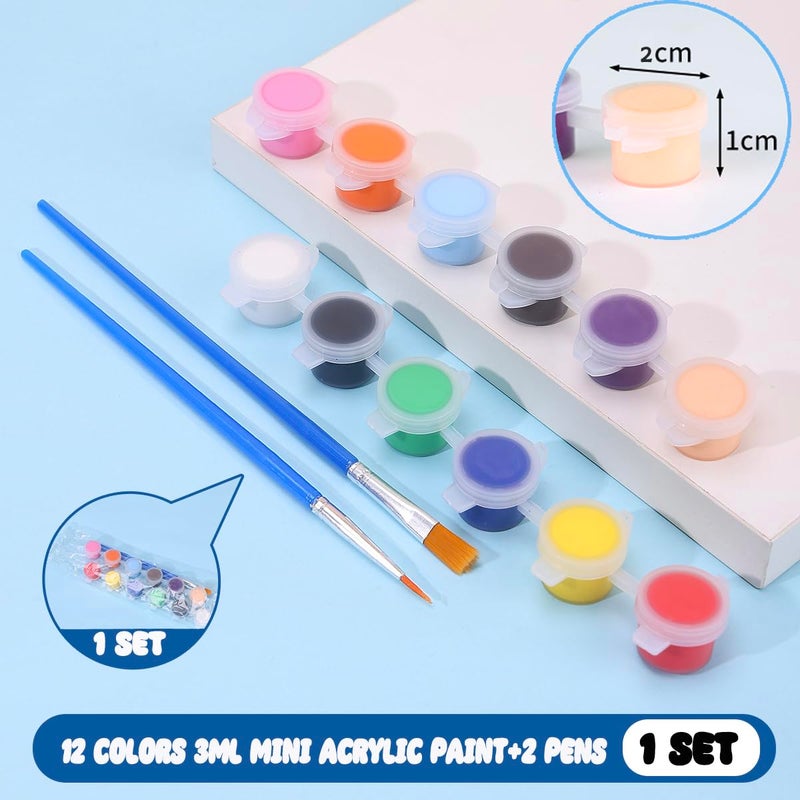 OLINGYOU 20 Pack Mini Acrylic Paint Set, 12 Colors Washable Paint Strips for Kids & Adults - Includes 40 Brushes (20 Flat + 20 Pointed), 280 PCS kids Paint Kits for Easter Eggs, Birthday, Classroom Party - Image 5