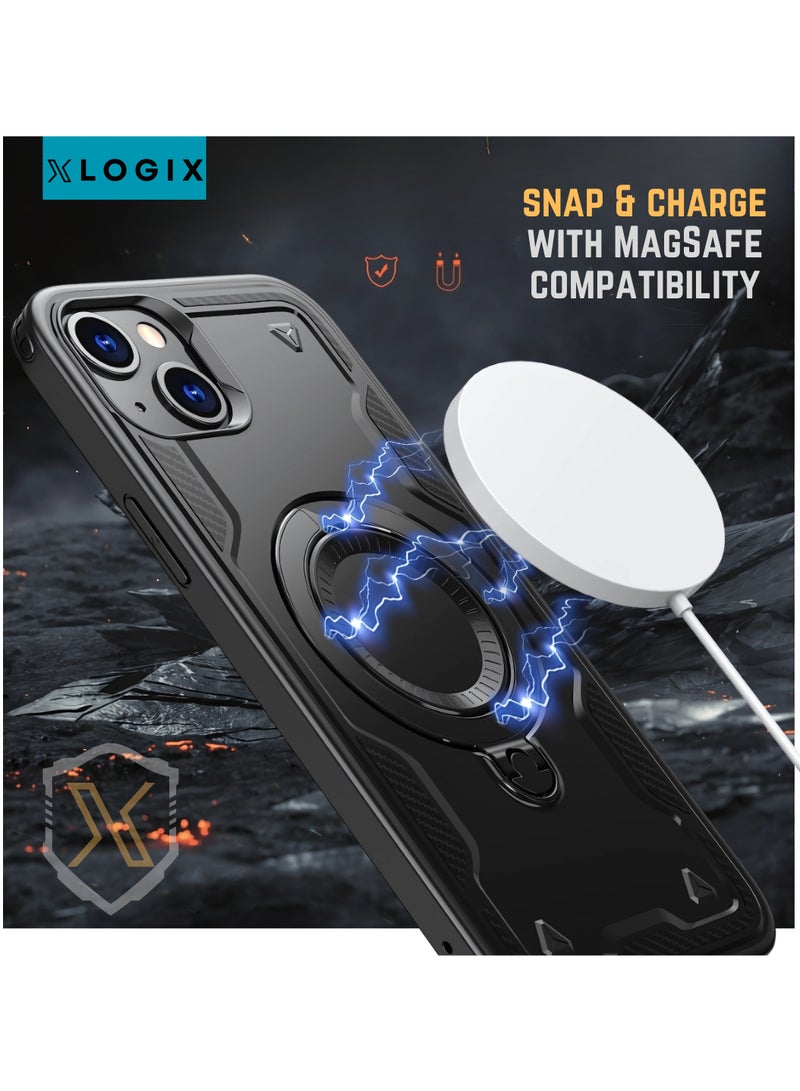 XLogiX for iPhone 15 Armoured Case with Built-in Kickstand | Heavy-Duty Protection | Shockproof | Slim Design | Compatible with MagSafe Accessories, ArmourX Series for iPhone 15 - BLACK - Image 5