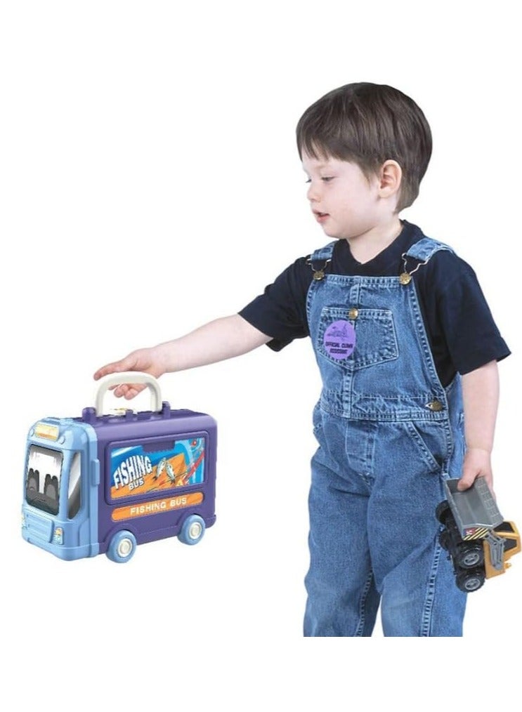 Toy Box Suitcase Fishing Bus Game 3in1 Table Toys Ride Fishing Fish Catching Game Kids With Fishing Tools & Accessories  - Image 3