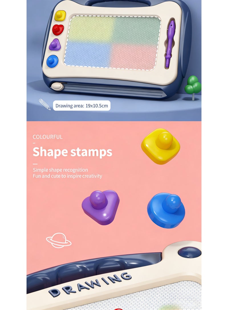 Kids Large Size Table Style Magnetic Drawing Board, Sky Blue with 4 Stamps, Erasable Doodle & Writing Board Early Educational Toy - Image 5
