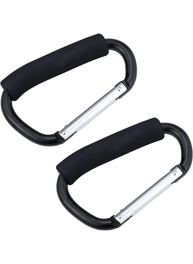 JIALEEY Grocery Bag Shopping Bag Holder Handle Carrier Tool Multi Purpose Snap Hook Stroller Hook Set Organizer Accessories With Soft Foam Grip For Hanging Pack Of 2 Black - Image 1