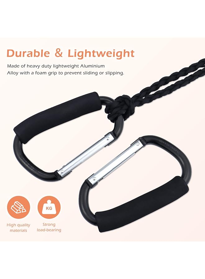 JIALEEY Grocery Bag Shopping Bag Holder Handle Carrier Tool Multi Purpose Snap Hook Stroller Hook Set Organizer Accessories With Soft Foam Grip For Hanging Pack Of 2 Black - Image 3
