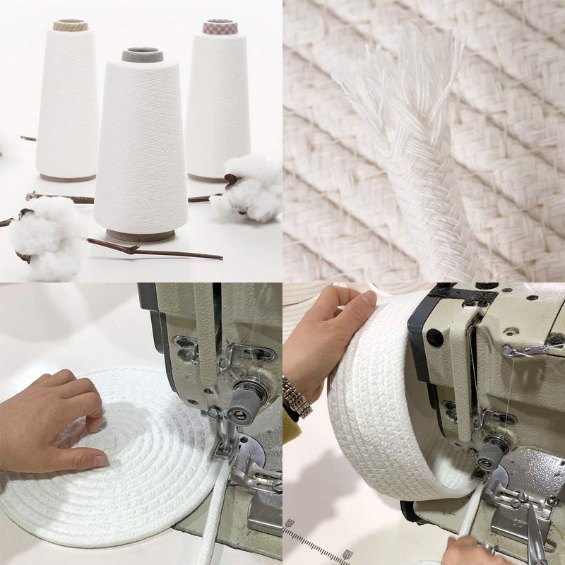 Sea Team Round Cotton Rope Storage Basket with Lid, Decorative Woven Storage Bin, Pot, Caddy, Organizer, Container for Snacks, Towels, Plants, 10 x 7.5 Inches (Small, White) - Image 5